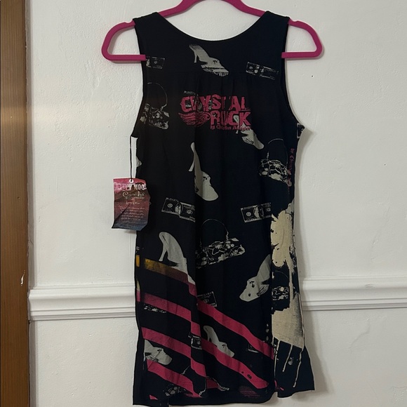 NWT Christian Audigier Women’s Size Medium Black Crystal Rock Hollywood Shirt - Picture 5 of 6